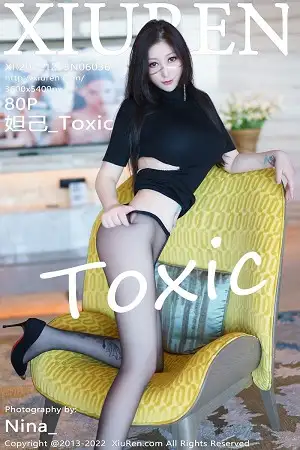 [XiuRen秀人网]No.6036_女神妲己_Toxic黑色收身衣配超薄无内黑丝秀翘臀美腿诱惑写真80P