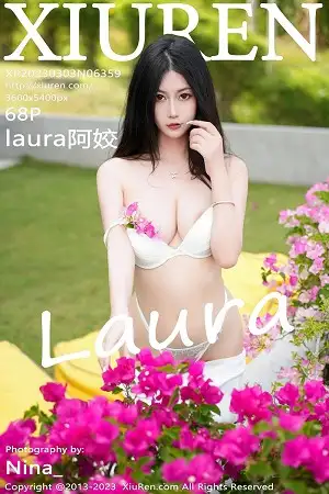 [XiuRen秀人网]No.6359_模特laura阿姣蓝色短款上衣配白色长裤半脱秀丰满身材诱惑写真68P