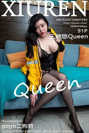 [XiuRen秀人网]No.7093_模特王婉悠Queen黑色情趣蕾丝配黑丝吊袜秀丰腴身姿诱惑写真91P