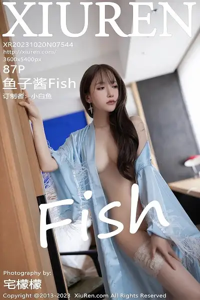 [XiuRen秀人网]No.7544_模特鱼子酱Fish性感浅蓝睡裙露白色蕾丝内衣配白丝袜诱惑写真87P
