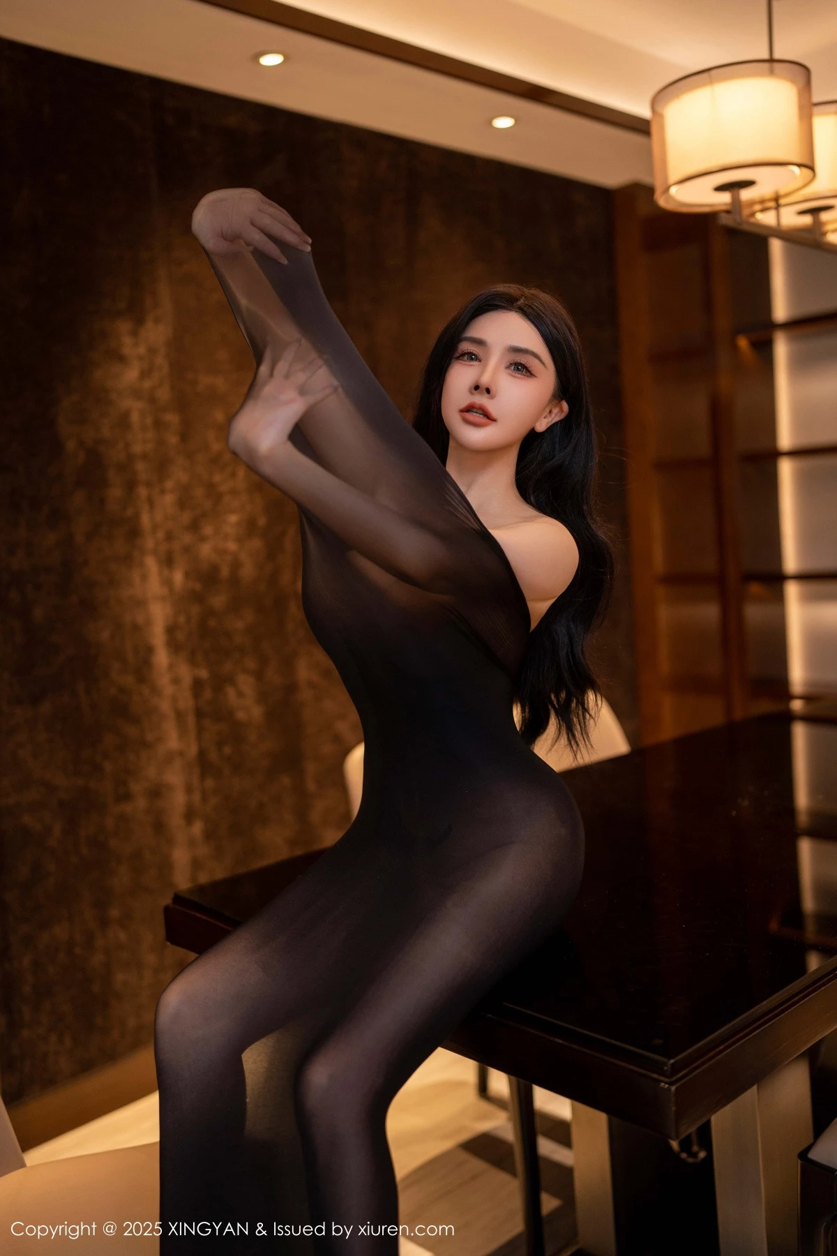 2kmn.vip_[XINGYAN星颜社]VOL.309_模特潘思沁私房性感超薄黑色连体丝袜秀巨乳肥臀惹火诱惑写真80P