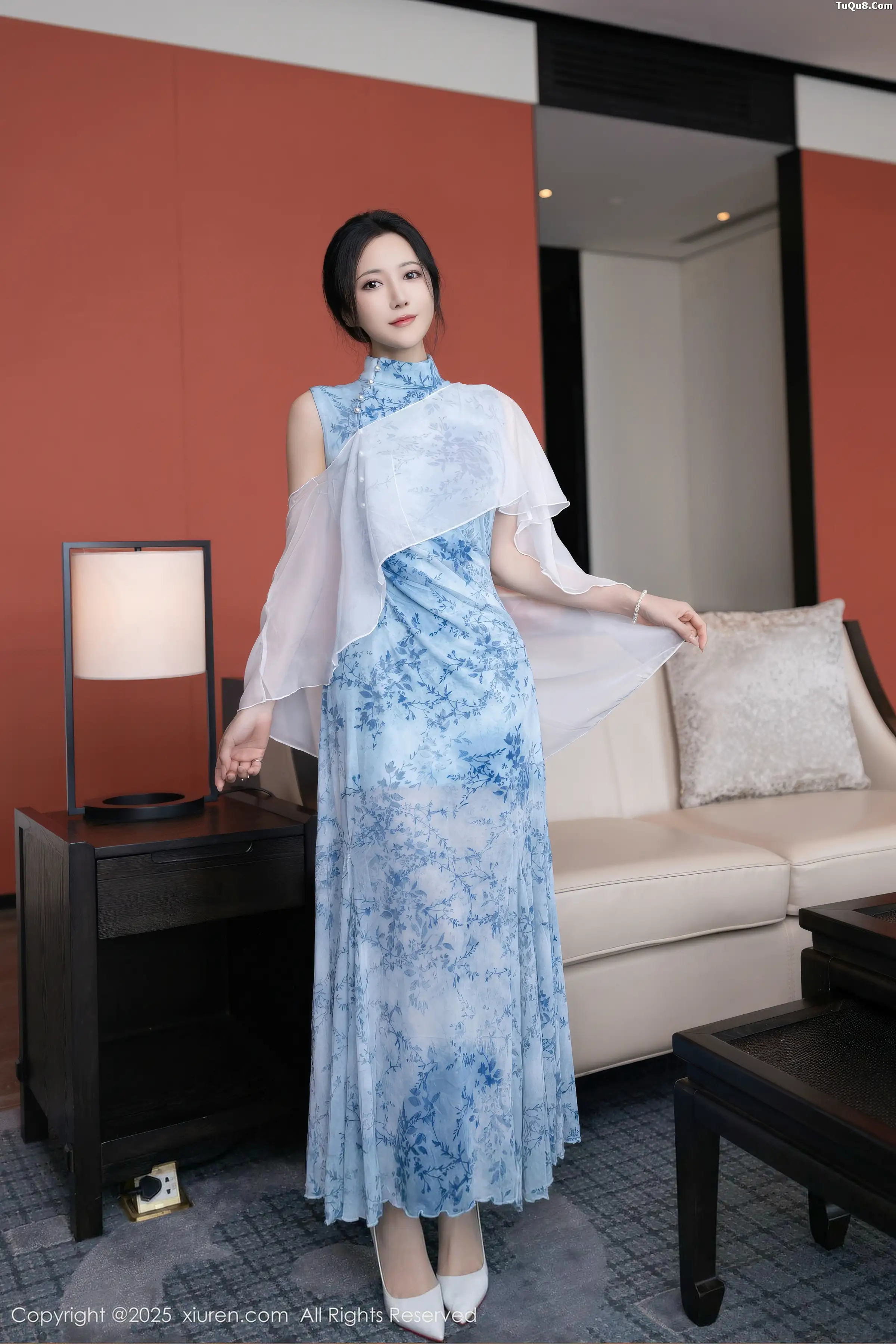 2kmn.vip_[XiuRen秀人网]No.11133_模特鱼子酱Fish性感青瓷连衣裙露白色蕾丝内衣秀曼妙身姿诱惑写真81P