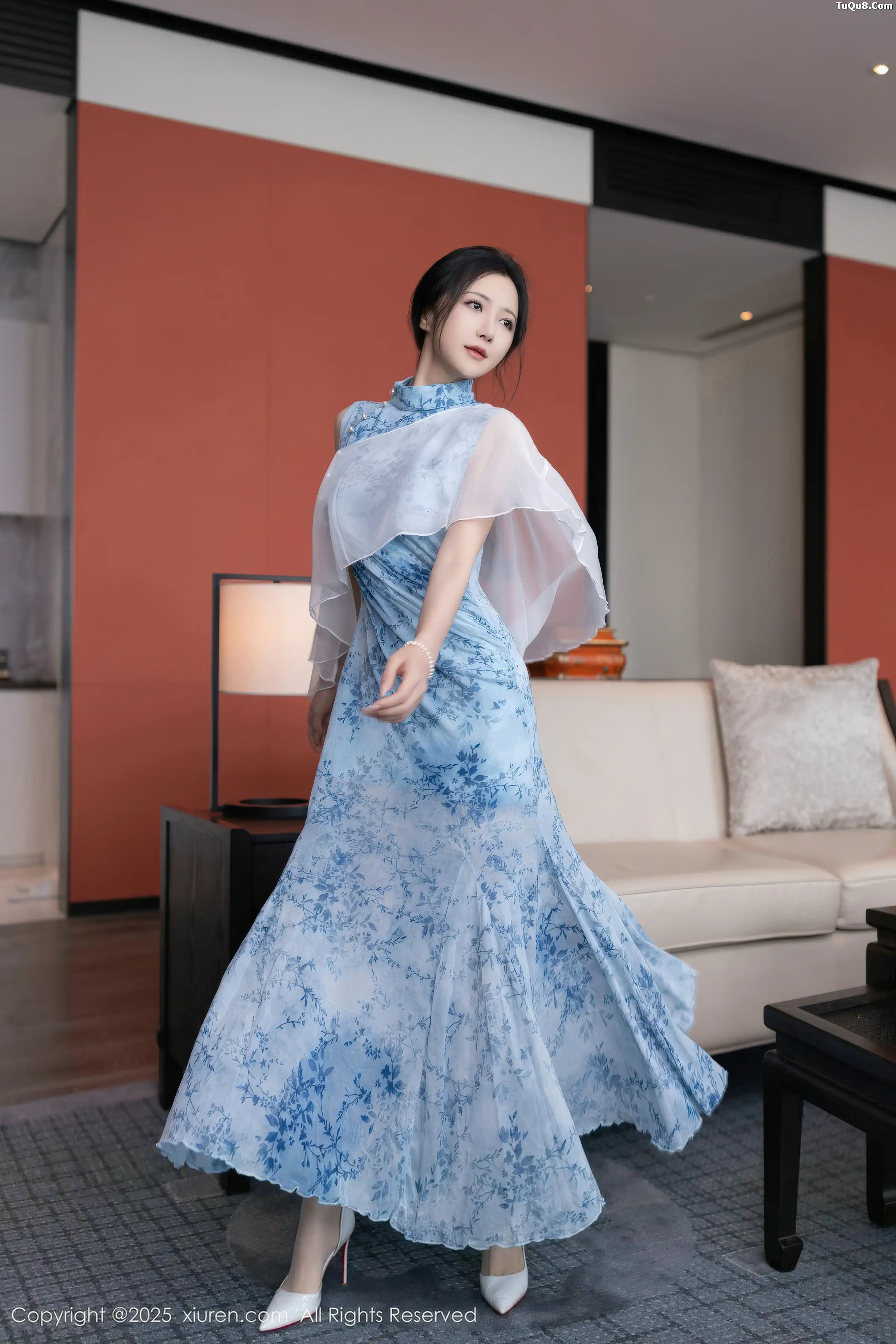 2kmn.vip_[XiuRen秀人网]No.11133_模特鱼子酱Fish性感青瓷连衣裙露白色蕾丝内衣秀曼妙身姿诱惑写真81P