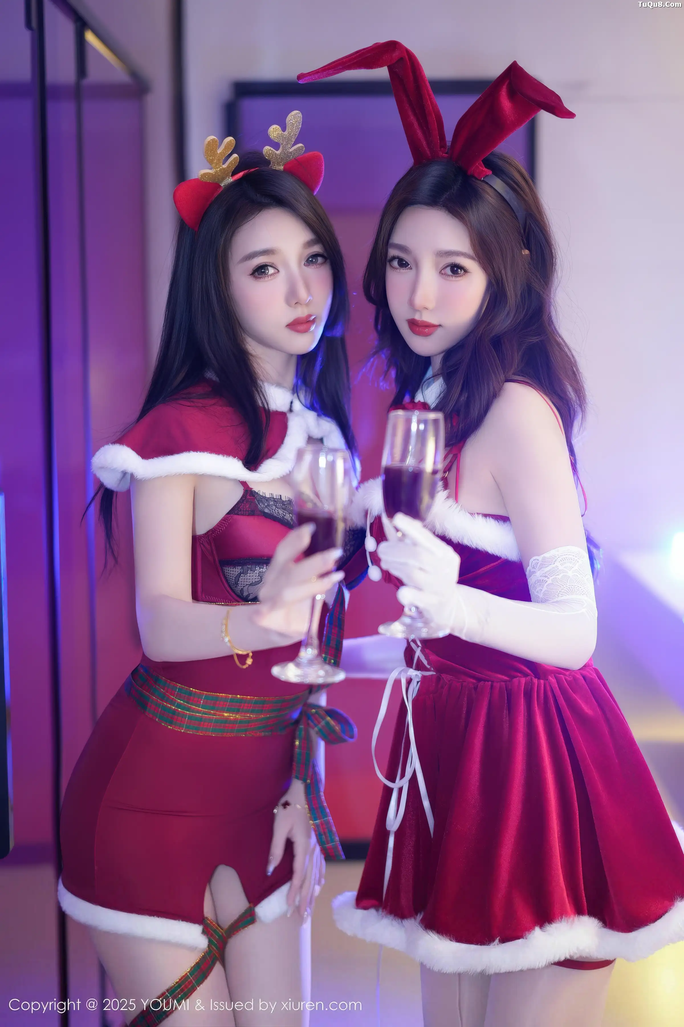 2kmn.vip_[YouMi尤蜜荟]Vol.1192_模特合集双胞胎美女Twins-桃之夭夭性感圣诞女郎服饰撩人诱惑写真77P