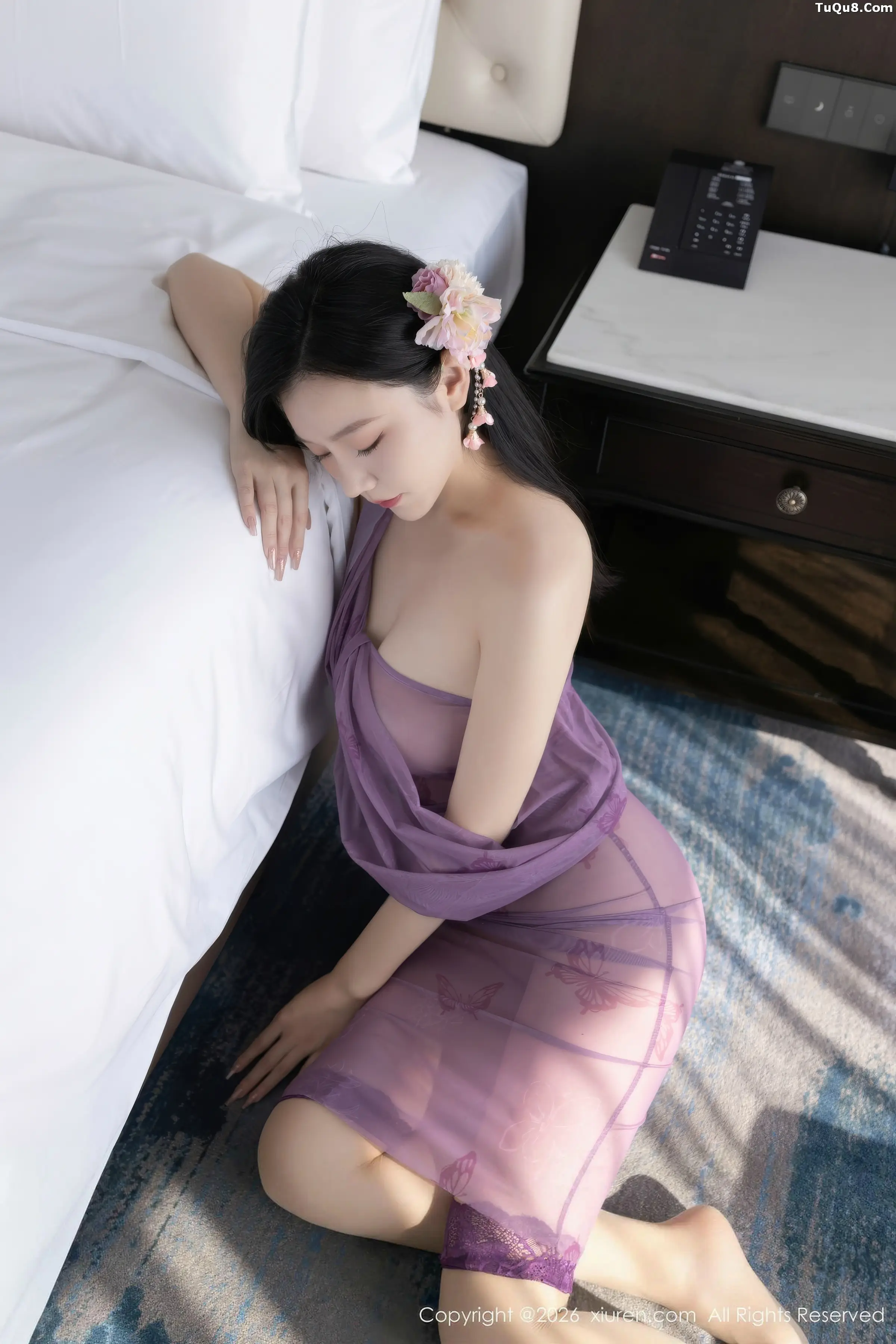 2kmn.vip_[XiuRen秀人网]No.11312_模特安然anran性感紫色薄纱连衣裙配超薄肉丝秀柔美身姿诱惑写真78P