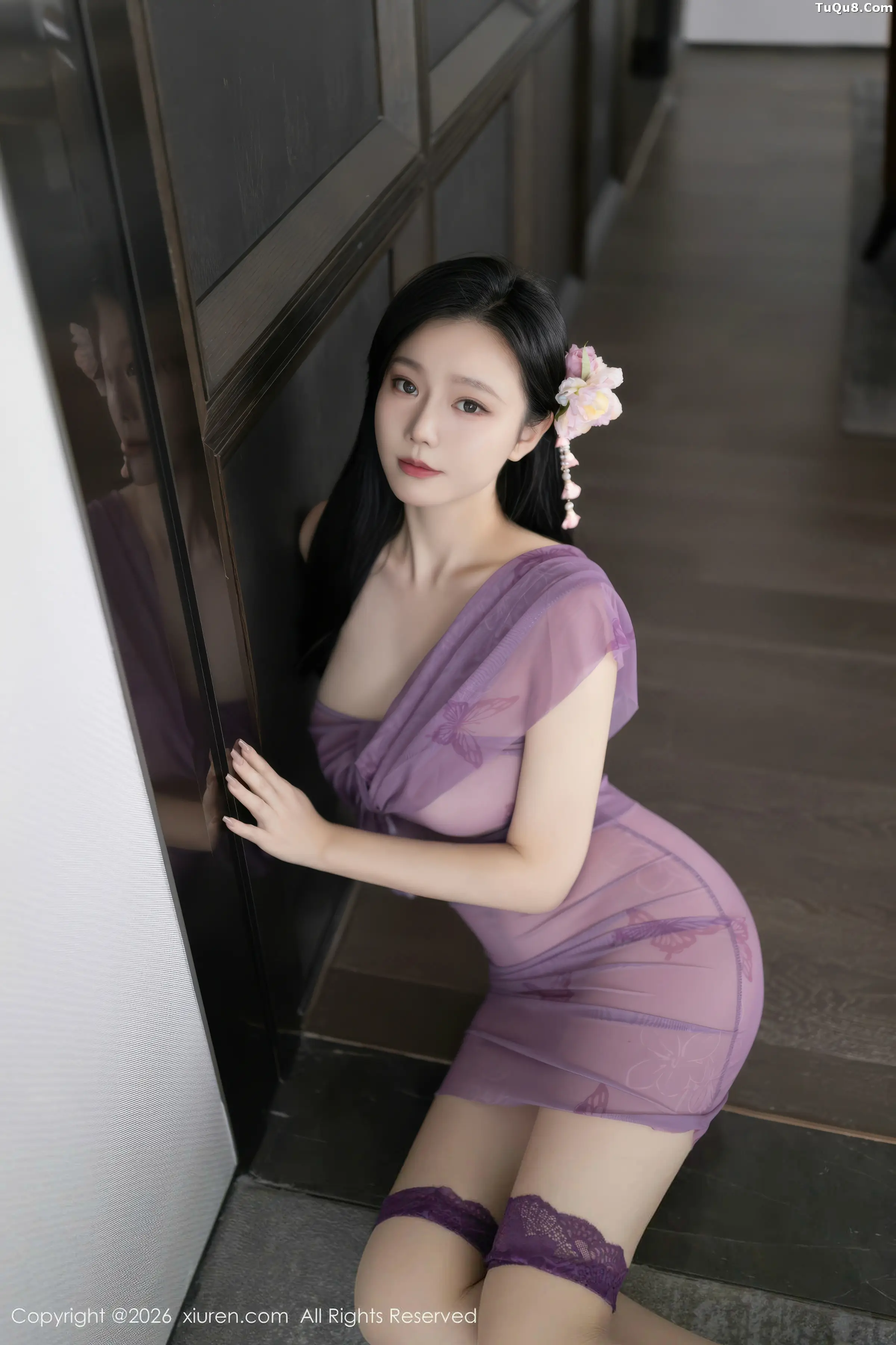 2kmn.vip_[XiuRen秀人网]No.11312_模特安然anran性感紫色薄纱连衣裙配超薄肉丝秀柔美身姿诱惑写真78P